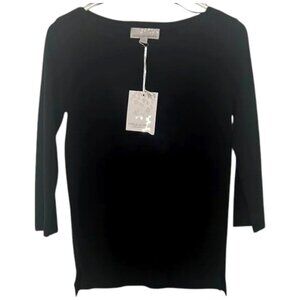 Carolyn Taylor Black Crewneck Top | Size PM (8–10) Versatile 3/4 Sleeve NWT